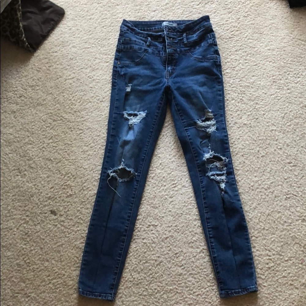high waisted ripped jeans